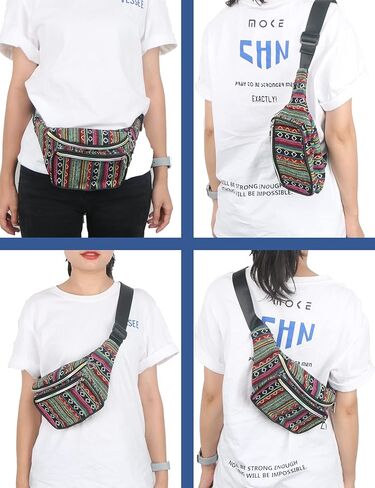NOOKNAK Boho Fanny Pack، حقيبة حزام بتصميم هيبي إيكو قبلي، حقيبة كروس متعددة الألوان، حزم خصر عصرية للمهرجانات والسفر والحفلات الموسيقية (أ) in Kuwait