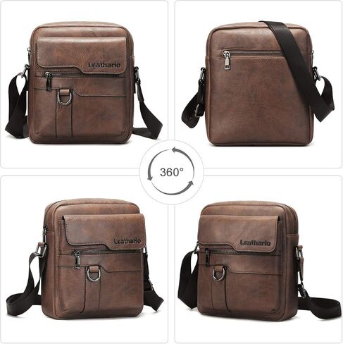 حقيبة كتف جلدية للرجال من Leathario حقيبة كروس للرجال حقيبة كتف للعمل والسفر in Kuwait