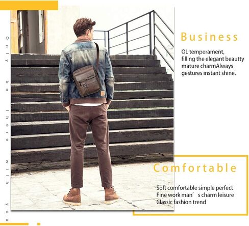 حقيبة كتف جلدية للرجال من Leathario حقيبة كروس للرجال حقيبة كتف للعمل والسفر in Kuwait