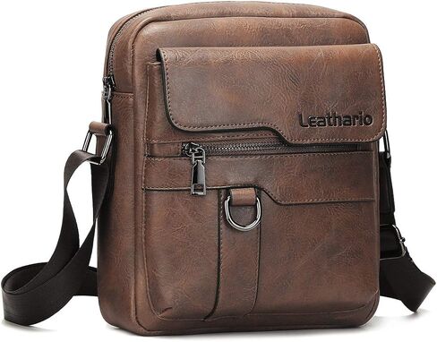 حقيبة كتف جلدية للرجال من Leathario حقيبة كروس للرجال حقيبة كتف للعمل والسفر in Kuwait