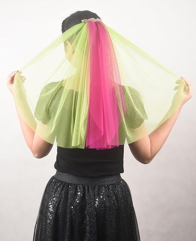 Leimandy الحجاب الزفاف العازبة حزب الحجاب الزفاف الحجاب شخصية الحجاب وصيفه الشرف الحجاب القصير مع حجر الراين B031 in Kuwait