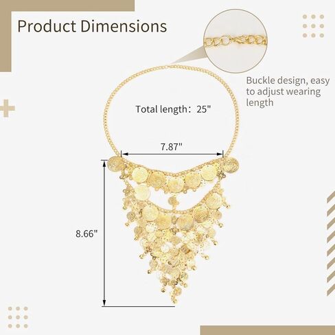 COYLINK Lady Belly Dance Jewelry Coin Veil, Luxurious Elegant Gold Jewelry Veil Face Chain Mask for Dance, Carnival, Halloween Party Cosplay Accessory, Adjustable Fit Size in Kuwait