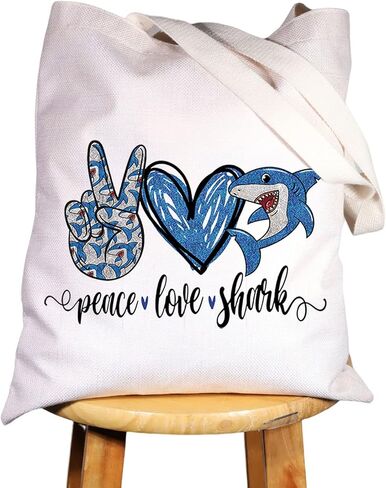 WZMPA Funny Shark Cosmetic Bag Shark Lover Gift Peace Love Shark Makeup Zipper Pouch Bag Animal Lover Gift (Peace Love Shark) in Saudi Arabia