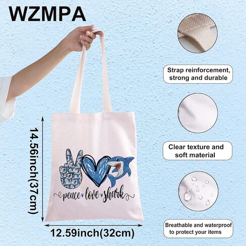 WZMPA Funny Shark Cosmetic Bag Shark Lover Gift Peace Love Shark Makeup Zipper Pouch Bag Animal Lover Gift (Peace Love Shark) in Saudi Arabia