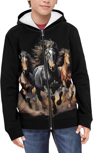 Mumeson Zip Up Hoodie Long Sleeves Pullover for Teens Kids Fit Outdoor Sports Loose Hoodies with Pocket in Saudi Arabia