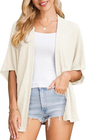 STYLEWORD Women's 2024 Spring Fashion Cardigan Short Sleeve Summer Beach Lightweight Kimonos Open Front Casual Loose Sweater in Saudi Arabia