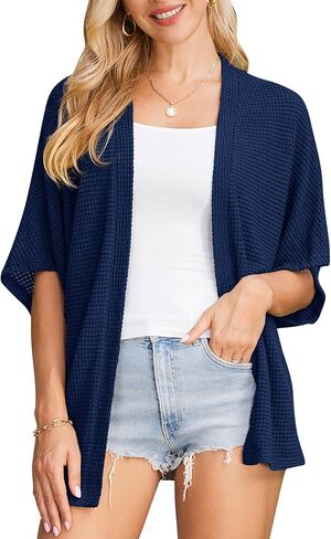 STYLEWORD Women's 2024 Spring Fashion Cardigan Short Sleeve Summer Beach Lightweight Kimonos Open Front Casual Loose Sweater in Saudi Arabia