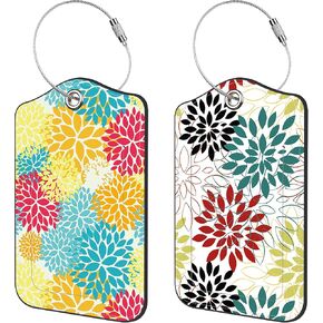 2 Pack Luggage Tags,PU Leather Baggage Tag with Privacy Cover Name Address Labels and Metal Ring for Men and Women Travel Bag Suitcases (Abstract Sun Rise) in Saudi Arabia