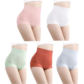 abandi Women's High Waisted Cotton Underwear Full Coverage Tummy Control Panties, Soft Breathable Briefs 5 Pack