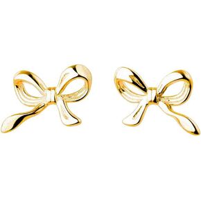 14K Gold Plated Sterling Silver Post  Bow Stud Earrings Party Jewelry Christmas Gifts for Women