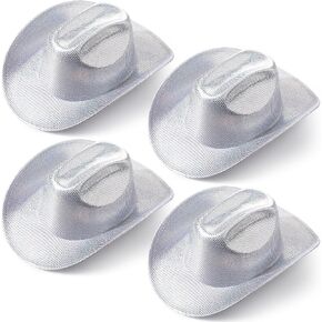 Silicherry 4 Pcs Silver Cowgirl Hat Sequin Cowboy Hats Shiny Disco Western Hats for Women Men DIY Bachelorette Party Cosplay in Saudi Arabia