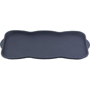 Superio Multi-Purpose Boot & Shoe Tray, Black, 29.75 x 15 Round Scalloped, Protects Floors from Water and Dirt, Waterproof for All Weather Indoor or Outdoor Use (2)