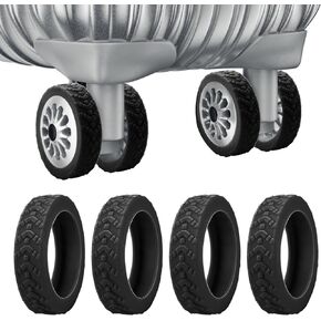 8pcs Luggage Wheel Covers, Silicone Suitcase Wheel Protector Noise Resistant Anti-Wear Suitcase Caster Replacement Cover for Most 8 Caster Luggage (Black)