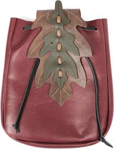 PROCOS Medieval Drawstring PU Leather Belt Pouch Renaissance Vintage Waist Bag Coin Purse for LARP Pirate Gothic Accessories (Black) in Saudi Arabia