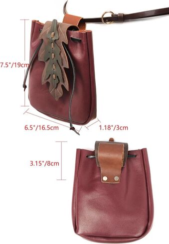 PROCOS Medieval Drawstring PU Leather Belt Pouch Renaissance Vintage Waist Bag Coin Purse for LARP Pirate Gothic Accessories (Black) in Saudi Arabia