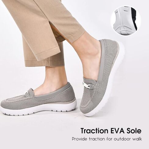 Buyrew Loafers for Women - Comfortable Mesh Knit Slip On Walking Shoes with Arch Support - Dressy Business Casual Work Flats for Standing All Day - Lightweight Breathable Penny Loafers in Kuwait