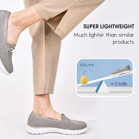 Buyrew Loafers for Women - Comfortable Mesh Knit Slip On Walking Shoes with Arch Support - Dressy Business Casual Work Flats for Standing All Day - Lightweight Breathable Penny Loafers in Kuwait