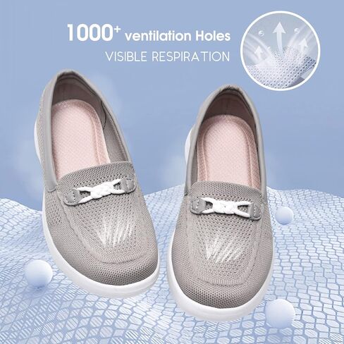 Buyrew Loafers for Women - Comfortable Mesh Knit Slip On Walking Shoes with Arch Support - Dressy Business Casual Work Flats for Standing All Day - Lightweight Breathable Penny Loafers in Kuwait