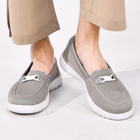 Buyrew Loafers for Women - Comfortable Mesh Knit Slip On Walking Shoes with Arch Support - Dressy Business Casual Work Flats for Standing All Day - Lightweight Breathable Penny Loafers in Kuwait