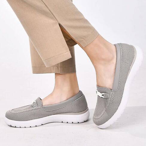Buyrew Loafers for Women - Comfortable Mesh Knit Slip On Walking Shoes with Arch Support - Dressy Business Casual Work Flats for Standing All Day - Lightweight Breathable Penny Loafers in Kuwait