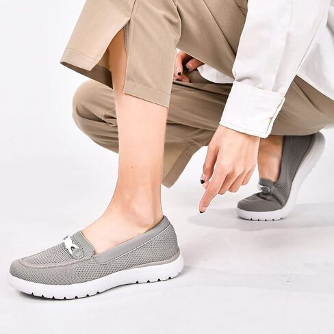 Buyrew Loafers for Women - Comfortable Mesh Knit Slip On Walking Shoes with Arch Support - Dressy Business Casual Work Flats for Standing All Day - Lightweight Breathable Penny Loafers in Kuwait