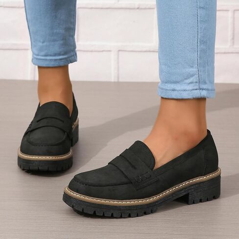 حذاء نسائي بدون كعب سهل الارتداء كاجوال بكعب منصة مكتنزة حذاء بدون كعب كلاسيكي بيني أنيق مريح للعمل أحذية عمل أخضر بيج أسود أحمر US5-11 in Kuwait