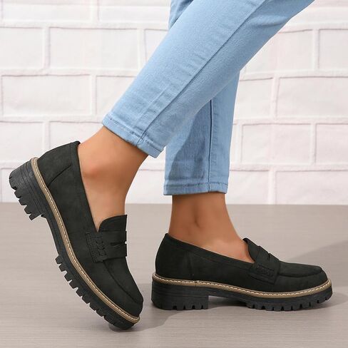 حذاء نسائي بدون كعب سهل الارتداء كاجوال بكعب منصة مكتنزة حذاء بدون كعب كلاسيكي بيني أنيق مريح للعمل أحذية عمل أخضر بيج أسود أحمر US5-11 in Kuwait