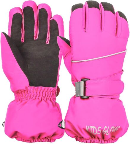 قفازات تزلج للأطفال - قفازات شتوية دافئة مقاومة للماء للطقس البارد ومقاومة للرياح ومضادة للانزلاق على الجليد للأولاد والبنات (4-14 سنة) in Kuwait