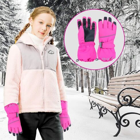 قفازات تزلج للأطفال - قفازات شتوية دافئة مقاومة للماء للطقس البارد ومقاومة للرياح ومضادة للانزلاق على الجليد للأولاد والبنات (4-14 سنة) in Kuwait