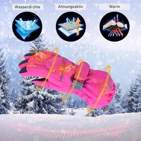 قفازات تزلج للأطفال - قفازات شتوية دافئة مقاومة للماء للطقس البارد ومقاومة للرياح ومضادة للانزلاق على الجليد للأولاد والبنات (4-14 سنة) in Kuwait