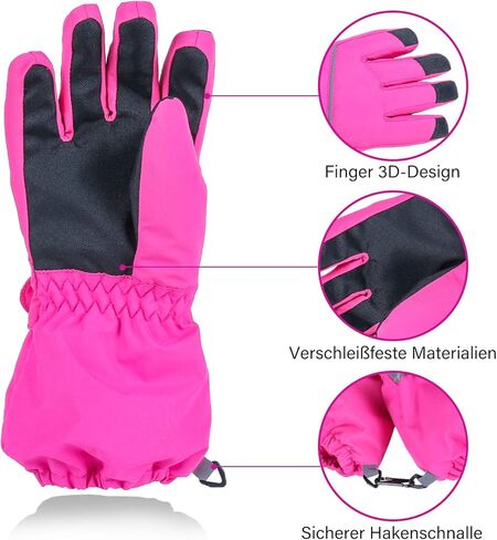 قفازات تزلج للأطفال - قفازات شتوية دافئة مقاومة للماء للطقس البارد ومقاومة للرياح ومضادة للانزلاق على الجليد للأولاد والبنات (4-14 سنة) in Kuwait