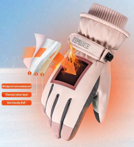 قفازات شتوية دافئة للتزلج في الهواء الطلق وركوب الدراجات النارية وتسلق الجبال للنساء مقاومة للماء والرياح والبرودة لشاشة اللمس in Kuwait