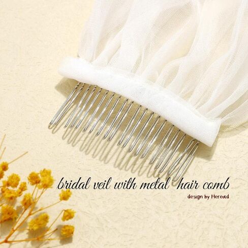 هيريد دانتيل العروس طرحة زفاف بيضاء طويلة كاتدرائية مصلى 1 طبقة طول الزفاف تول إكسسوارات الشعر مع مشط للنساء والفتيات in Kuwait