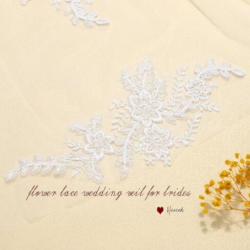 هيريد دانتيل العروس طرحة زفاف بيضاء طويلة كاتدرائية مصلى 1 طبقة طول الزفاف تول إكسسوارات الشعر مع مشط للنساء والفتيات in Kuwait