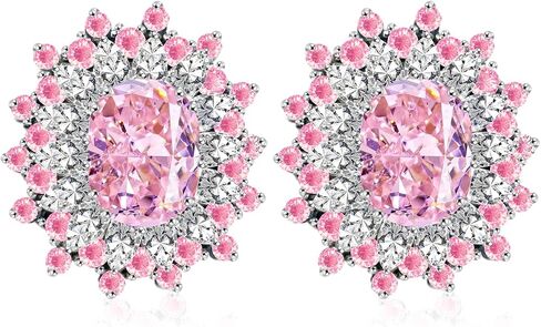 925 Sterling Silver Stud Earrings for Women, Flower Cubic Zirconia Earrings Hypoallergenic Not Easy Loosen Christmas Valentines Day Gift for Wife Mother Girlfriend in Saudi Arabia