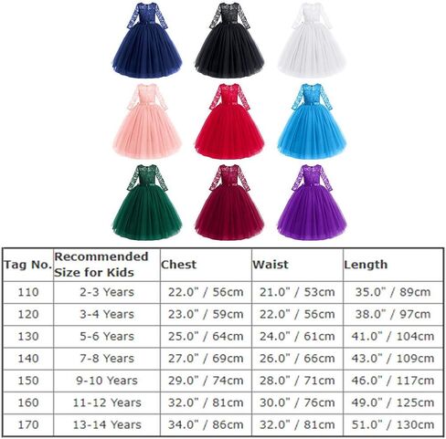 Flower Girls Long Lace Bridesmaid Dress 3/4 Sleeves Floor Length Wedding Party Evening Formal Pegeant Maxi Tulle Ball Gowns in Saudi Arabia