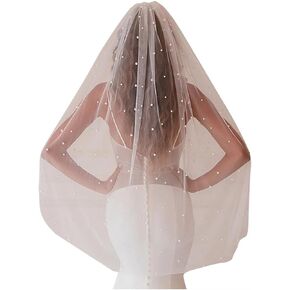 Pearl Wedding Veils Flower Cathedral Bridal Veil 118’’ Veils for Brides 1 Tier Fingertip Length Drop Veil Hair Comb