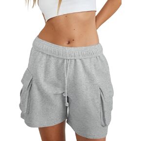 Fisoew Sweat Shorts for Women Casual Summer Drawstring Cargo Short Athletic Running Workout Baggy Shorts in Saudi Arabia