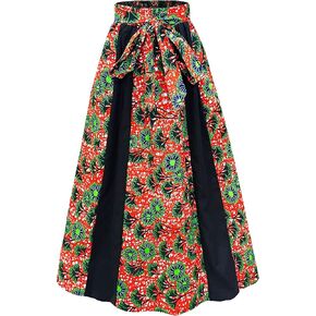 Women's African Wax Skirt Ankara Print Long Maxi Skirts with Pockets One Size
