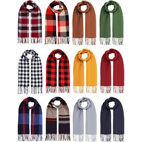 Suhine 12 Pcs Women's Scarf Large Pashmina Shawls and Wraps Soft Solid Color Plaid Scarf Long Wrap Scarf for Evening Dress Bridal Wedding Winter in Kuwait