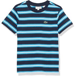 Lacoste Girls' Kid's Short Sleeve Striped Crew Neck Tee Shirt in Saudi Arabia