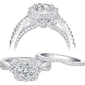 Newshe مجوهرات 925 فضة مجموعات الزفاف للنساء عباد الشمس AAAAA تشيكوسلوفاكيا خواتم الخطبة جولة الزفاف الفرقة حجم 5-10 in Kuwait