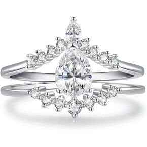 LAVUMO خواتم الزفاف للنساء فضة خاتم الخطوبة طقم زفاف ماركيز مكعب زركونيا تشيكوسلوفاكيا وعد خواتم لها in Kuwait