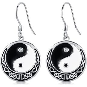 Yin Yang Earrings 925 Sterling Sliver Ying Yang Dangle Drop Earrings Hypoallergenic Yin and Yang Irish Celtic Knot Jewelry Gifts for Women, Sterling Silver, sterling silver in Saudi Arabia