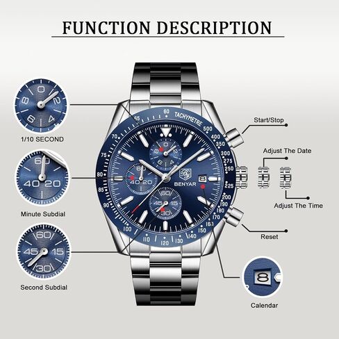 BENYAR Classic Fashion Elegant Chronograph Watch Casual Sport Leather Band Mens Watches 5140L in Saudi Arabia