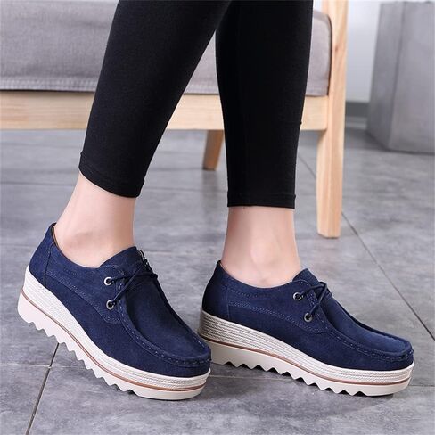 Veroders Women's Suede Platform Loafers Slip-On Comfortable Penny Wedge Loafers Thick Soft Walking Shoes for Dressy Casual Work in Saudi Arabia