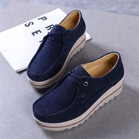 Veroders Women's Suede Platform Loafers Slip-On Comfortable Penny Wedge Loafers Thick Soft Walking Shoes for Dressy Casual Work in Saudi Arabia