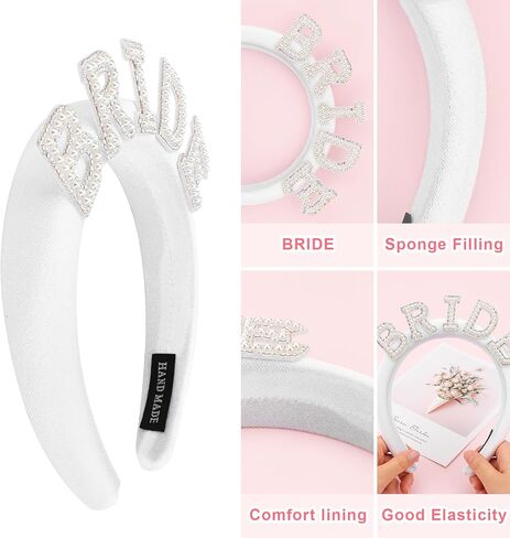 BAHABY العروس عقال مع الحجاب عقال الزفاف العازبة تفضل عصابات اللؤلؤ الأبيض للنساء زينة دش الزفاف in Kuwait