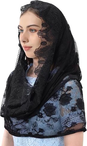 Mantveil حجاب الكنيسة الكاثوليكية للنساء: حجاب على الطراز الإسباني على شكل إنفينيتي من الدانتيل مانتيلا لتغطية رأس الكنيسة اللاتينية in Kuwait