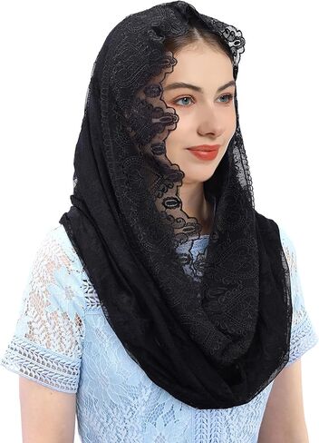 Mantveil حجاب الكنيسة الكاثوليكية للنساء: حجاب على الطراز الإسباني على شكل إنفينيتي من الدانتيل مانتيلا لتغطية رأس الكنيسة اللاتينية in Kuwait